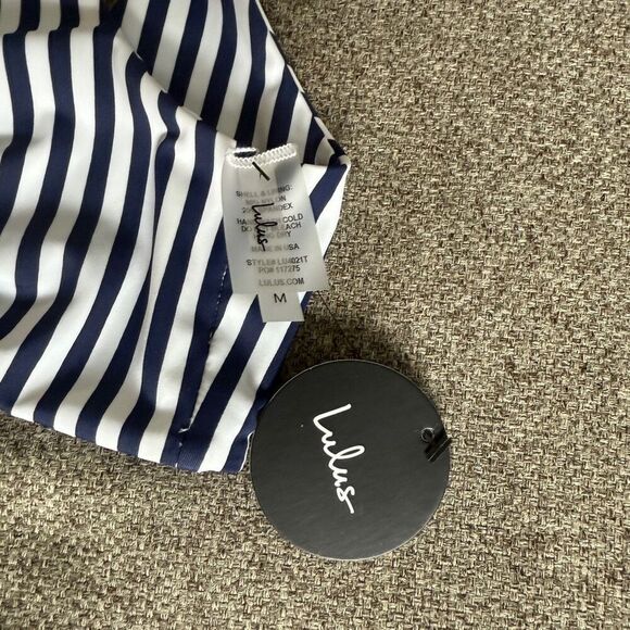 Lulus Medium Navy and white striped bikini - Picture 2 of 5